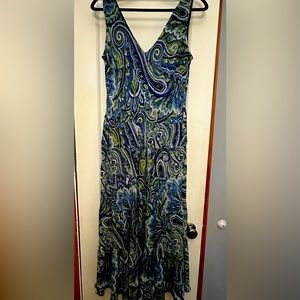 Evan Picone Dress Blue Black Green and White size 14